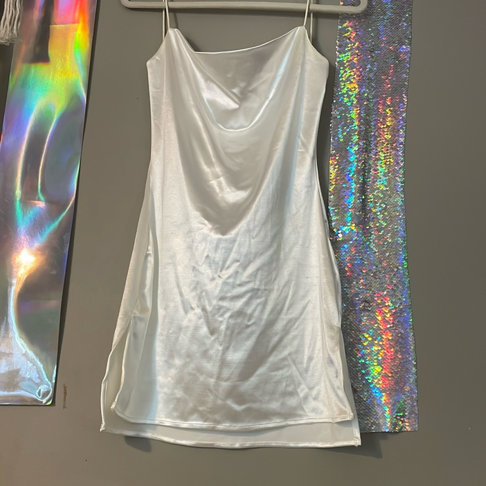 Zaful Satin off White Mini Dress